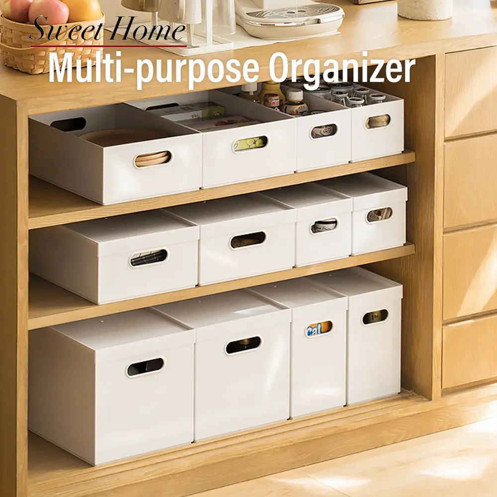 PET Multi-purpose Organizer Cosmetic Books Storage Box Stackable Toys Clothes Container 5.5L/11L/9L /18L