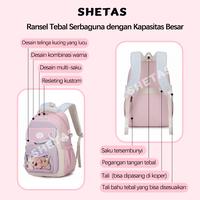 Gambar SHETAS Tas Ransel Sekolah SMA & Mahasiswa Kapasitas Besar Telinga Kucing Original + Pouch Besar Lucu Anti Air Bahan Premium Bordir Rapi Hadiah Gratis - Biru dari SHEBAGofficialStore Kota Tangerang 5 Tokopedia