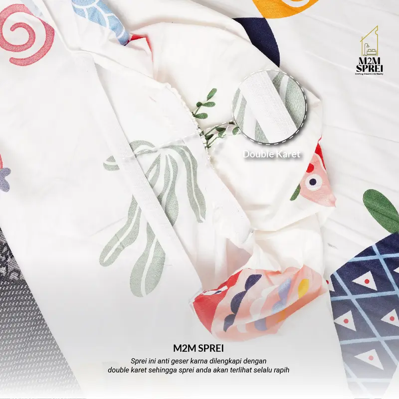 Tinggi 30 CM Sprei Double Karet Fullset Motif Bunga Geometris Queen 160x200, King 180x200, Extra King 200x200 5