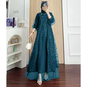 MAXI DELINA ( M-XXXL) GAMIS BRUKAT GAMIS KONDANGAN GAMIS PESTA GAMIS LEBARAN GAUN MEWAH GAMIS TERLARIS Couple Dewasa Ibu Kombinasi
