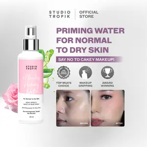 STUDIO TROPIK Flawless Priming Water | Primer Face Mist Spray Rekomendasi MUA | Makeup Complexion | Kulit kering kombinasi | Dengan Aloe vera dan Rose Water| Finish Soft Glow