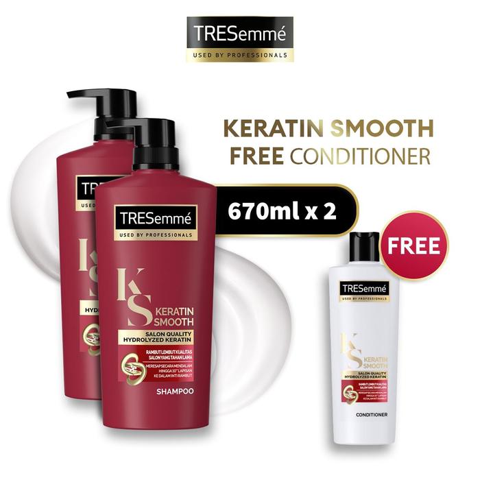 Gambar TRESemmé Keratin Smooth Shampoo 670ml Isi 2 FREE Conditioner 170ml  Perawatan Rambut Lembut dengan Keratin - Haircare dari Unilever Hair Beauty Studio Kota Tangerang Tokopedia