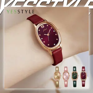 Yesstyle Jam Tangan Wanita Retro Mewah Analog Quartz Watch PU Leather Strap Glossy
