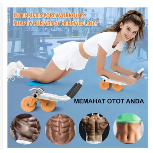 EZZYMART Ab Wheel Ab Roller Wheels Plank Trainer 2in1 Abdominal Core Roller Automatic Rebound Olahraga Gym Fitness Push Up
