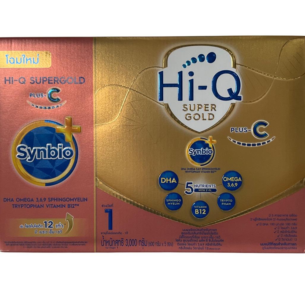 นมผง ไฮคิว ซูเปอร์โกลด์ พลัสซี ซินไบโอพลัส สูตร 1 ขนาด 3000 กรัม นมผงเด็กแรกเกิด-1ปี HiQ Super Gold 