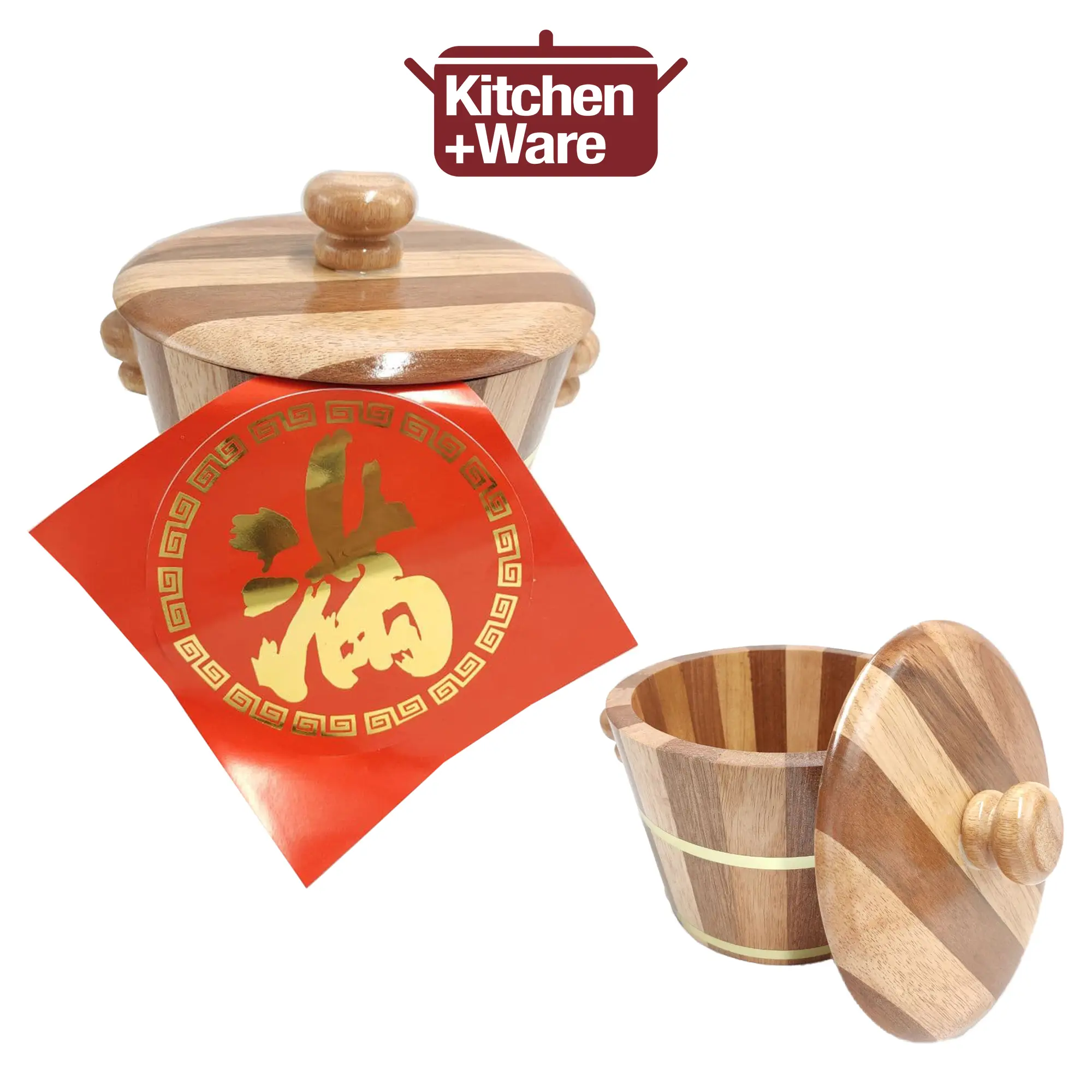 Wooden Rice Bucket / Wooden Storage Rice/ Rice Barrel / Kitchen Storage / Made in Malaysia