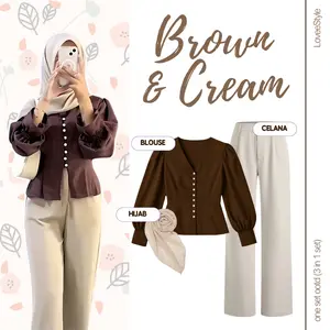 Setelan Remaja Korea – (Blouse Bora, Jennie Knit, Bella Square) One Set 3In1 Wanita Kekinian - LS2