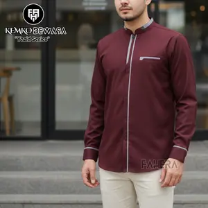 Nataya Baju Koko Pria Kemeja Koko Dewasa Lengan Panjang Motif Polos Toyobo Size M L XL XXL XXXL