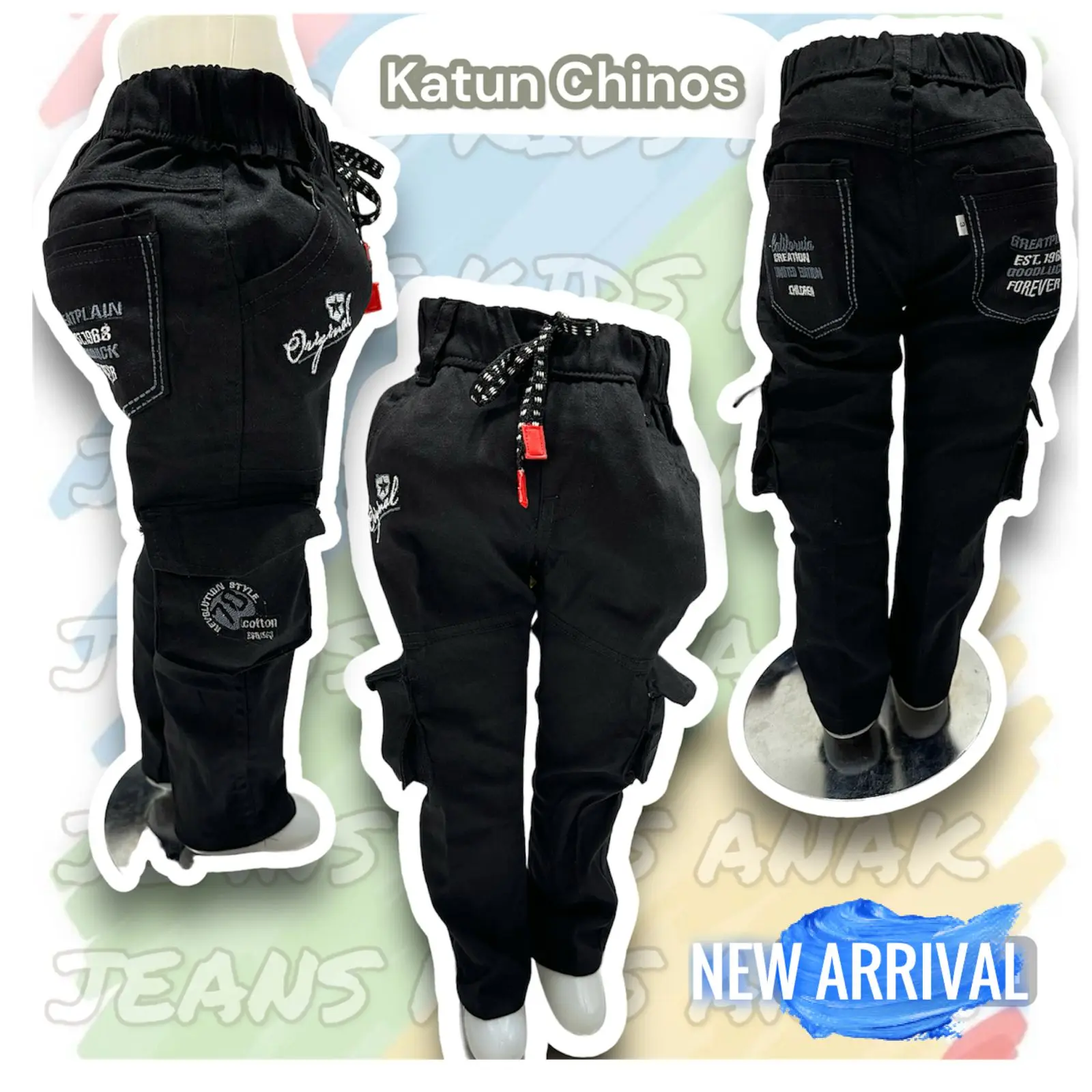 Celana anak kargo celana anak katun celana murah grosir celana kekinian celana anak cowok keren Bordir Fashion