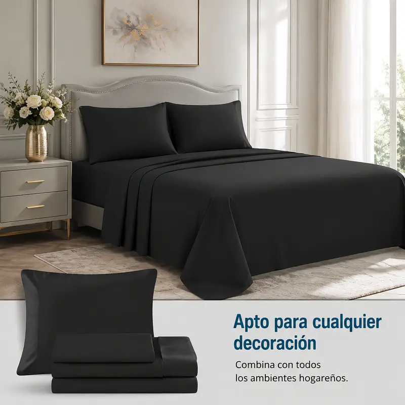 Juego de Sábanas de Poliéster Microfibra Ultra Suave Premium, Tamaños Matrimonial, Queen y King con Sábana de Cajón Ajustable - Foto 1