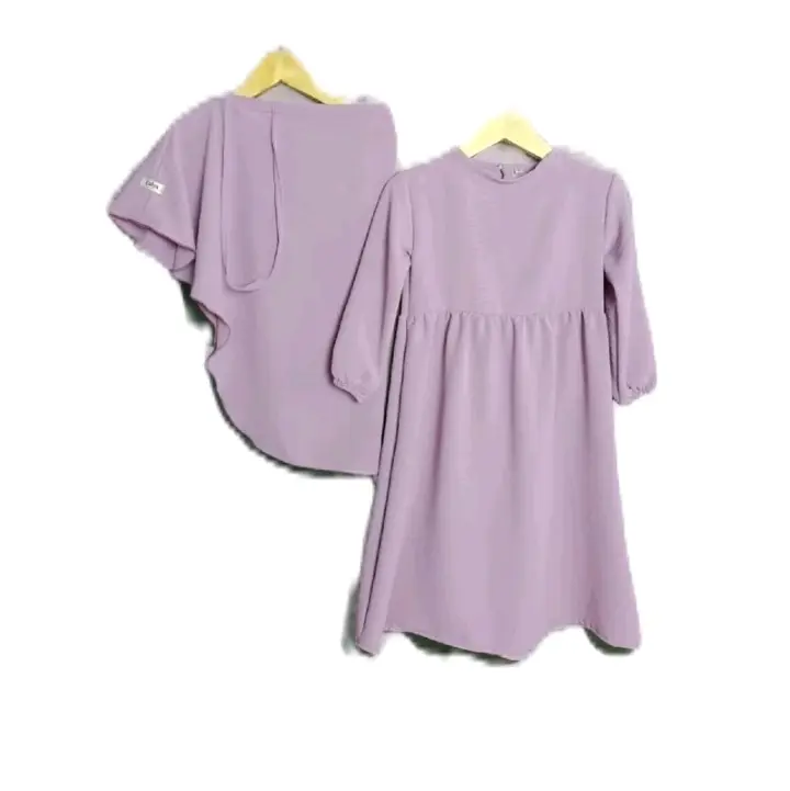 Gamis anak perempuan terbaru|Gamis syar'i viral2025 set hijab' Crinkel Airflow