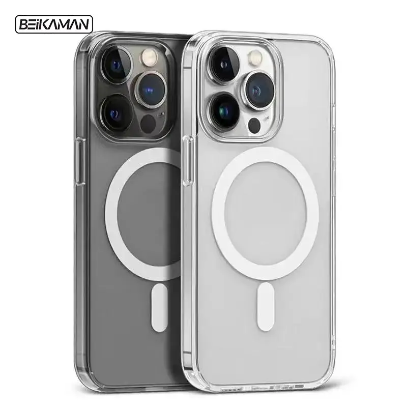 Beikaman Magnetic Wireless Charging Clear Phone Case For iPhone 16 15 14 13 12 11 Pro Max XS XR X 8 7 Plus + SE 2020 Protector Casing Protective Cover Accessories