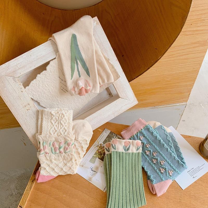 Product Introduction of Tất Nữ, 4 Đôi, Xu Hướng Hoa Phong Cách Hàn Quốc, Tất Cotton Thường Ngày Cho Bé Gái, Xếp Nếp, Xếp Ly, Dễ Thương Và Ngọt Ngào, Thoáng Khí, Tất Phi Hành Đoàn Kawaii Cho Bé Gái 4