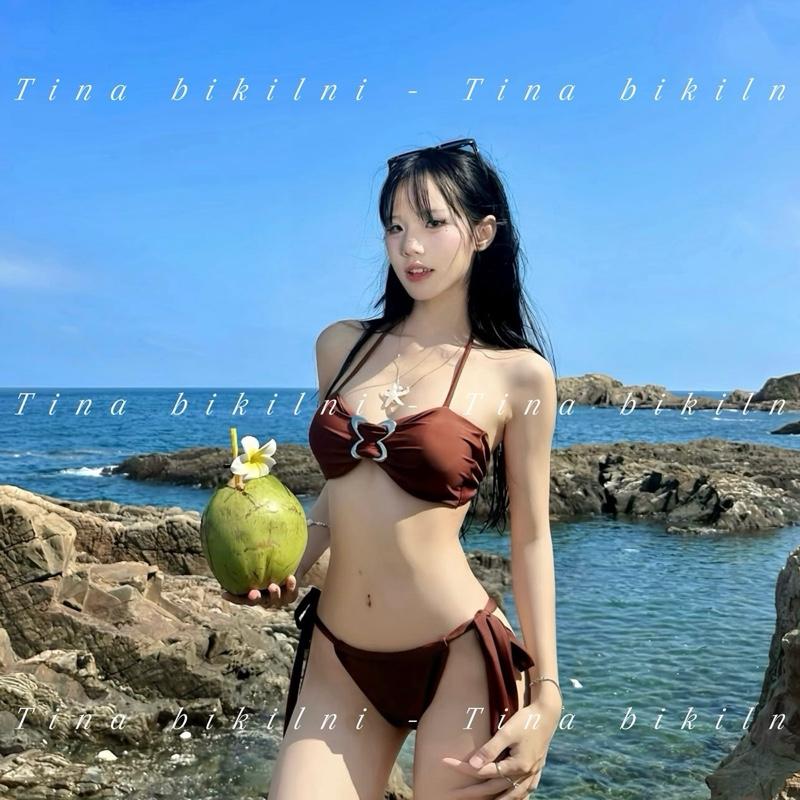 TINA-Bikini Đồ Bơi 2 Mảnh Phối Khoen Bướm (2 Món) Đi Biển Quyến Rũ Kiểu Dáng Đơn Giản FreeSize (dưới 60kg) Mã L016 Nữ Women Bra