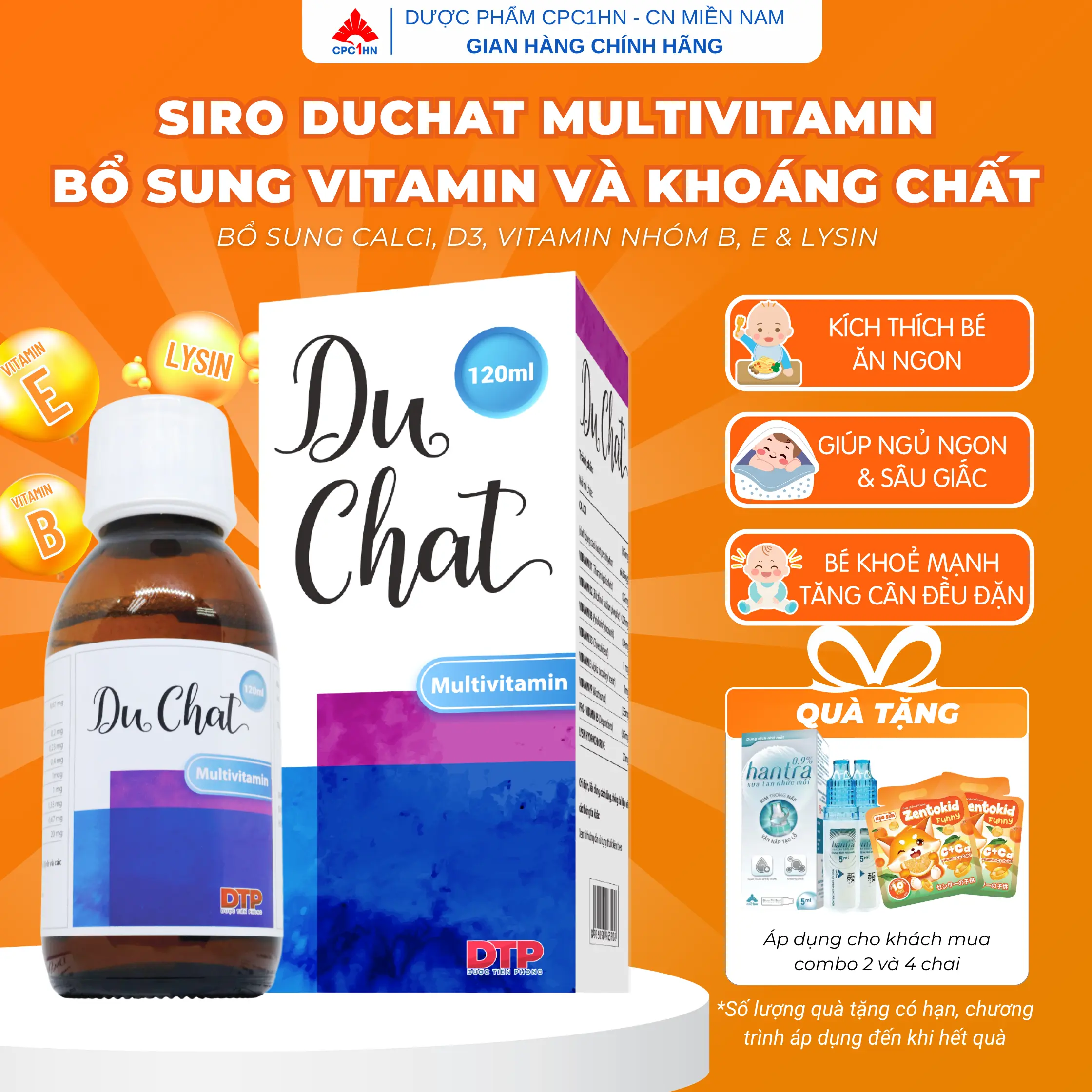 Siro Duchat - Bổ sung Multivitamin Hỗ trợ ăn ngon, hấp thu tốt, xương chắc khoẻ - Hàng chính hãng CPC1HN