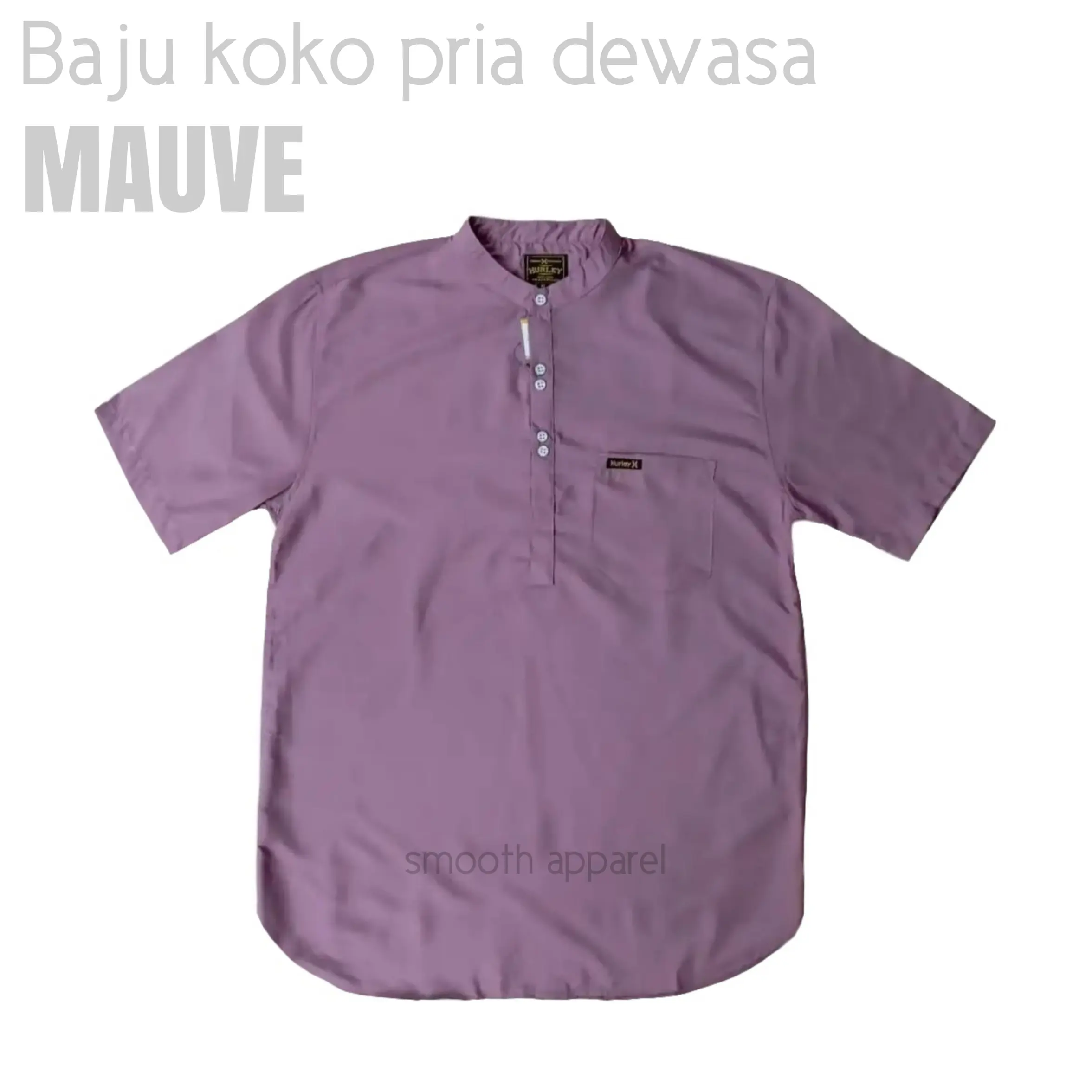 Warna Mauve KOKO Kurta Pria Dewasa Outfit Baju Atasan Muslim Cowok Couple Keluarga Pakaian Lebaran