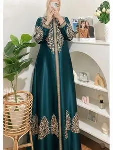 Gamis Syakhila Bordir atas bawah,Bahan satin cristal premium