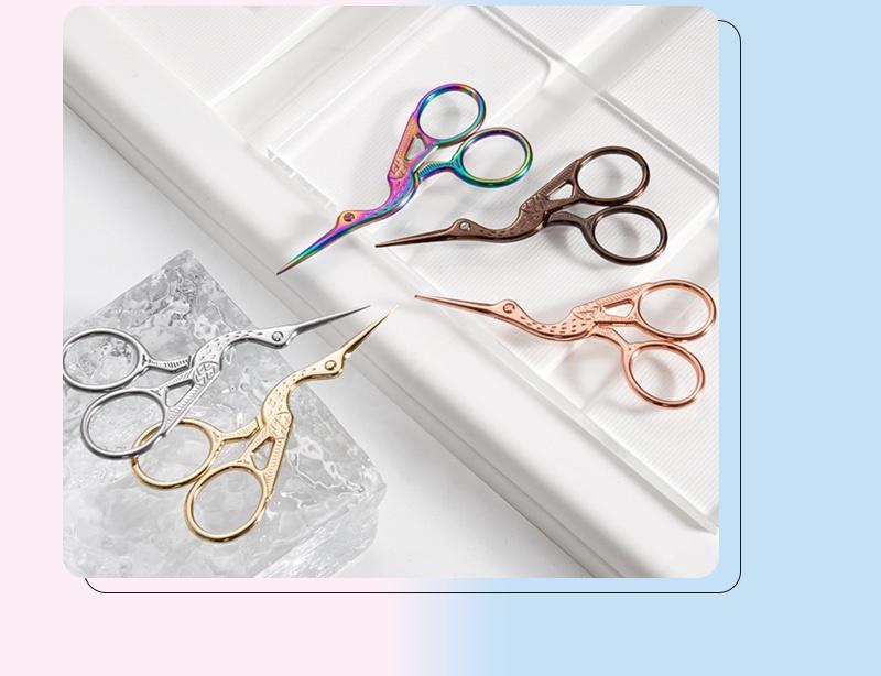 Product Introduction of Scissors Nail Art Manicure Tool Crane Shape Coloful Curved Head Eyebrow Chinese Style KOUDAN 20