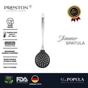Preston Cookware Skimmer Spatula Hitam - Sutil Spatula Masak Silikon Food Grade