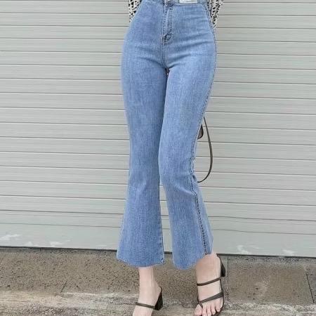  Xả kho!!!! ￼Quần jeans nữ ống loe quần bò nữ ống loe màu Xanh đen lưng cao phối 2 túi vuông mặt trước siêu HOT 