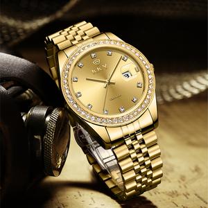 นาฬิกาควอทซ์ ดีไซน์คลาสสิค วันที่ พลอยเทียมสุดหรู สายสแตนเลส