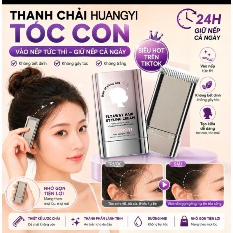 Sáp Vuốt Tóc Con Cho Nữ, Giữ Nếp Tóc Mái & Tóc Bay, Chống Xù Rối Không Bết Dính, Kèm Lược Chải Tích Hợp