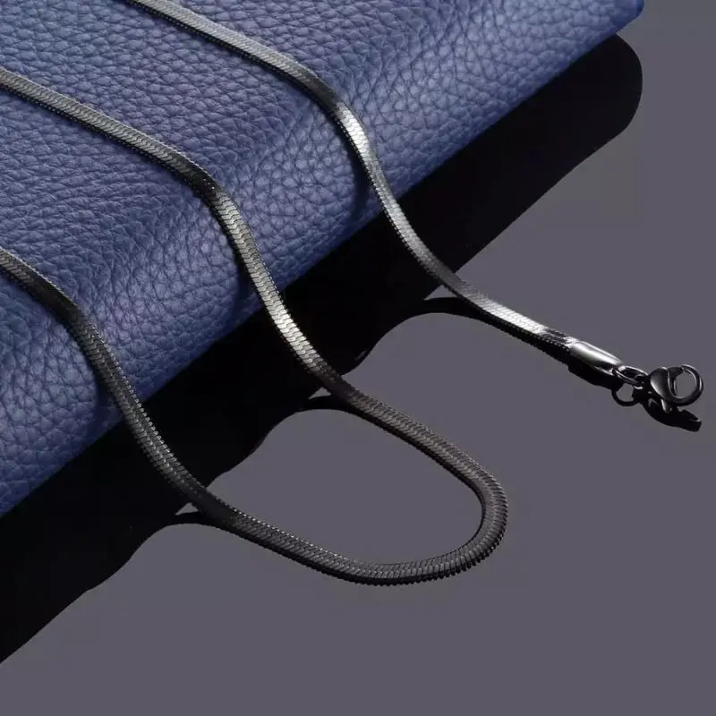 [TERLARIS] KALUNG TITANIUM MODEL BELUT HITAM ELEGAN ANTI KARAT PRIA WANITA