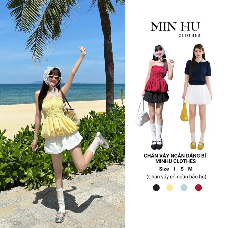 Chân Váy Bí MINHU CLOTHES Chân Váy Ngắn Dáng Bí Phồng 2 Lớp Mềm Mại (Có quần bảo hộ) Thiết Kế Lưng Chun Co Giãn Có Freesize và Bigsize