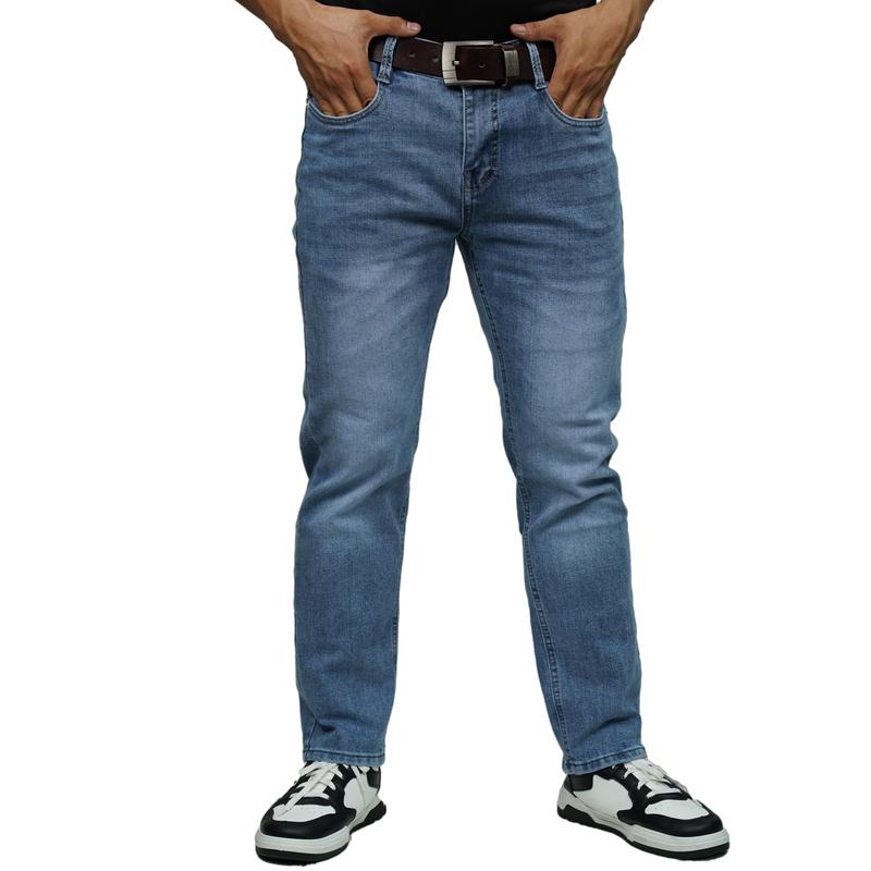 R-09 Quần Jean Nam Dài Fom Slim CC Co Giãn Trắng Xanh Trơn