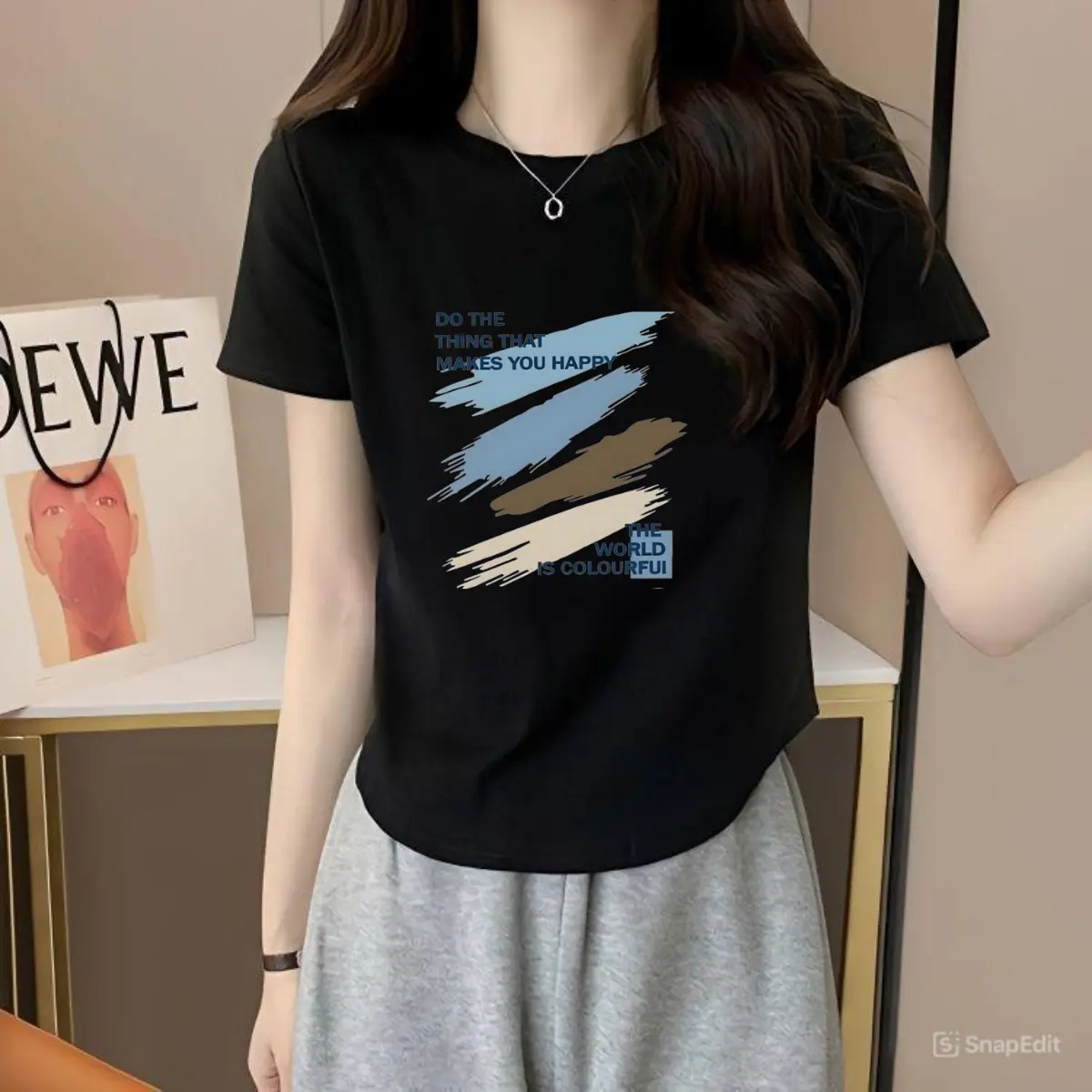 Kaos Oblong Wanita SPANDEK /Bahan Spandek Distro Printing Premium/Lengan Pendek/Atasan/Baju Kasual/T-shirt