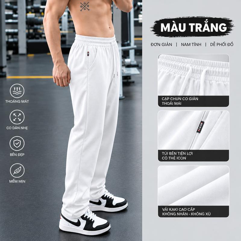 Quần Dài KaKi Form Baggy Chất Liệu Co Giãn Không Nhăn Cạp Chun Menswear 4 Màu