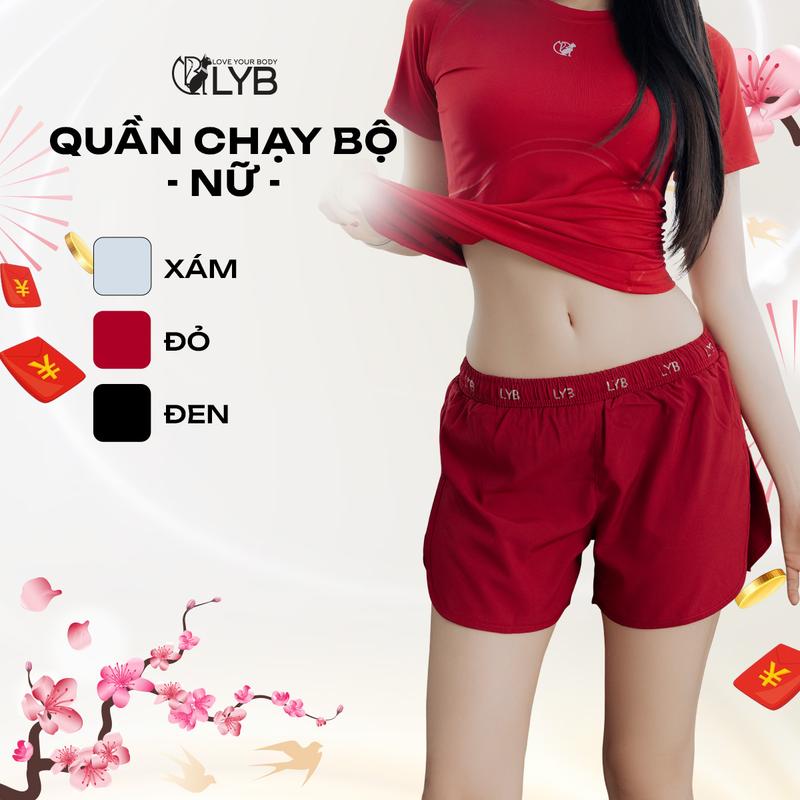  LYB - Quần đùi chạy bộ nữ quần đùi nữ tập thể thao gym vải dù cao cấp lót cotton thoáng túi zip 