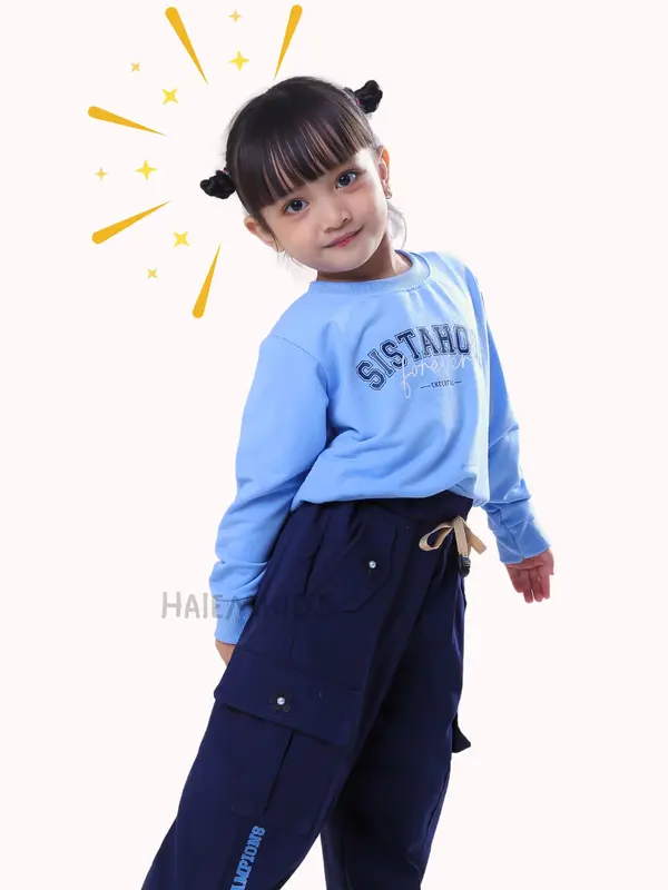 Set Sweater Oversize Anak Perempuan 4-13 Tahun Fashion Baju Anak Cewek Celana Cargo Serut | SOC | AI 1217 0