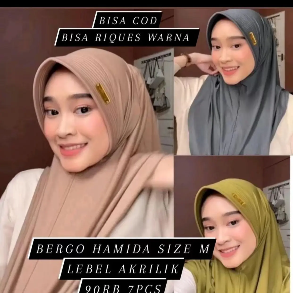 Krudung Hamidah bergo ukuran M dan L jersy premium