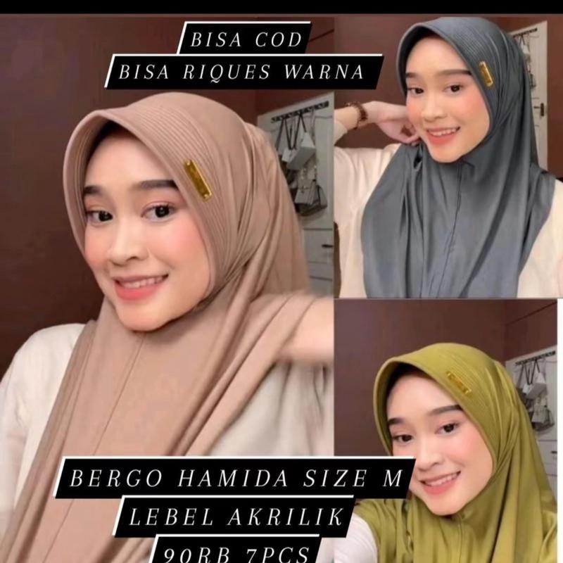 Krudung Hamidah bergo ukuran M dan L jersy premium 0