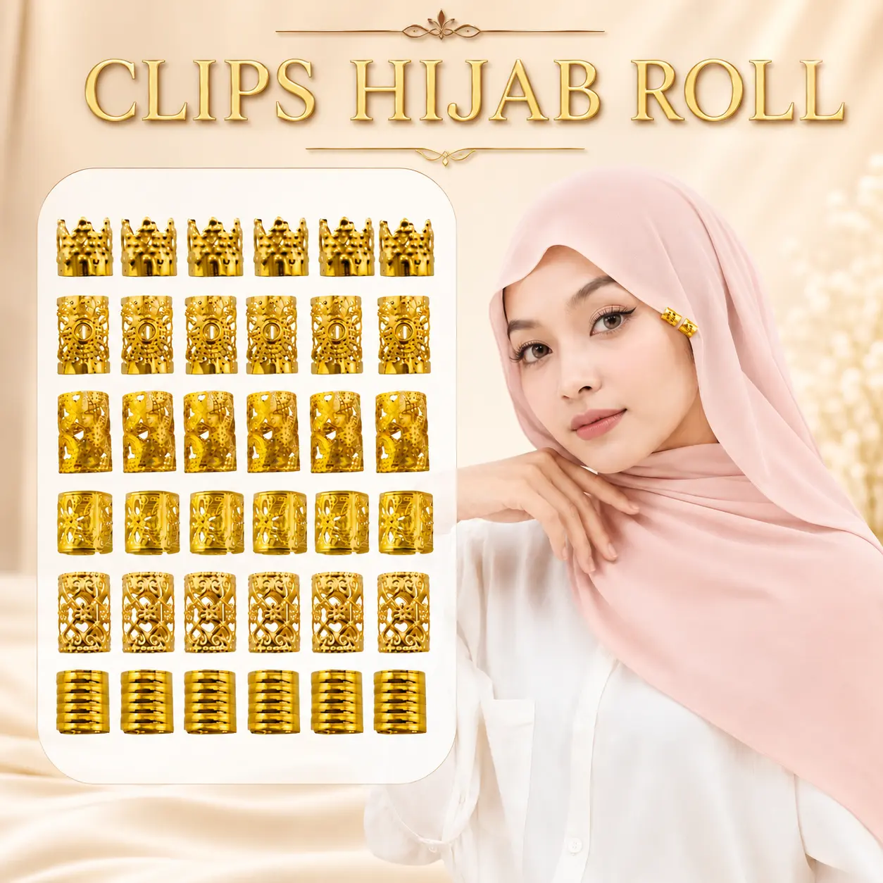 New Clips Hijab Roll Premium Mewah Dan Elegant Clip Hijab Trendy Kekinian Bisa Untuk Hijab Dan Aksesoris Rambut Aestetik Memberikan Tampilan Elegan Dan Mewah