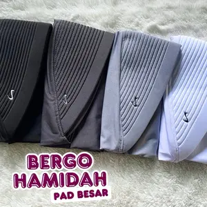 (ORI)- HAMIDAH PAD TEBAL BESAR Bergo size S, M, L hijab hijab kerudung jersey olahraga instan spandex