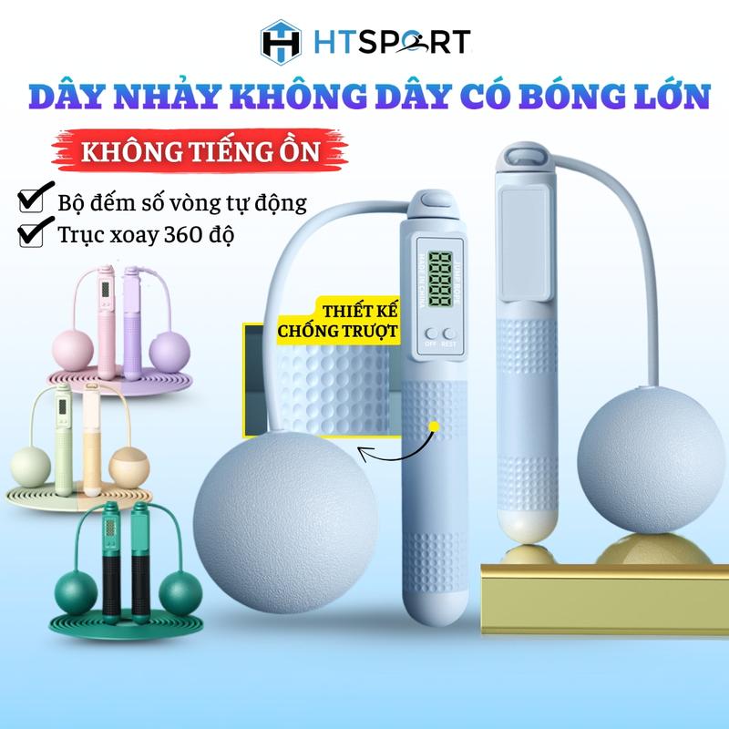  Dây Nhảy Không Dây Bóng Lớn Có Đếm Màn Hình HD Đếm Số Có Thể Điều Chỉnh Thể Dục Tiện Lợi Tại Nhà Không Gây Tiếng Ồn 
