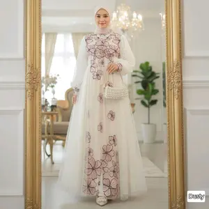 Terbaru & Ready Stock • Shahita Dress #10 – Gamis Pesta Elegan Brokat Bordir Floral