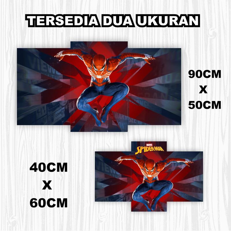 hiasan dinding spider man satu set ukuran 90cm x 50cm pajangan dinding 3