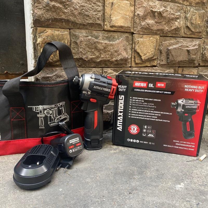  chuyên vít có búa AMaxtools AV18014sa-PRO 16v lực siết 180Nm chuyên làm thạch cao  nhôm kính 