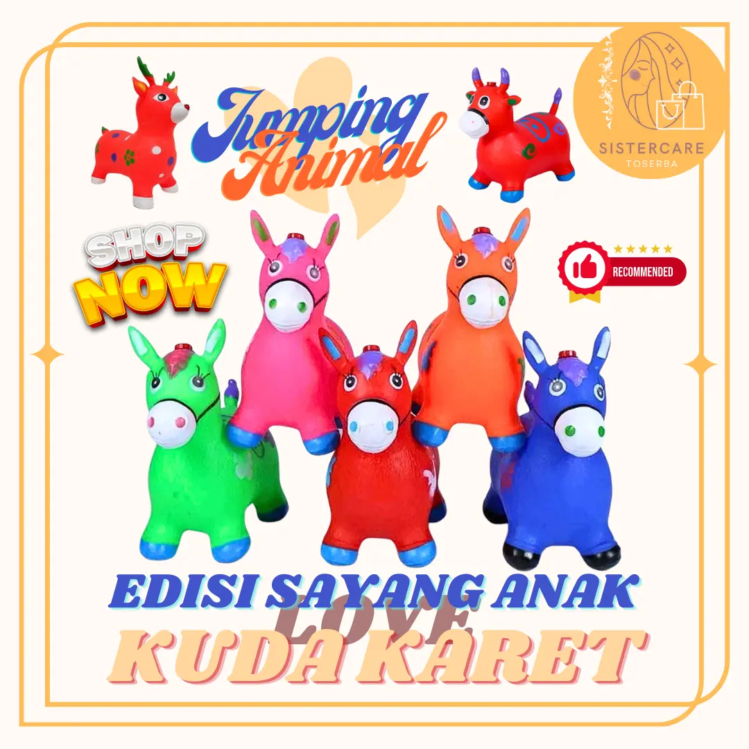SISTERCARE Kuda Karet Kids Jumping Animal Music - Mainan Anak Tunggang Kuda-kudaan Karet Dengan Musik Lampu