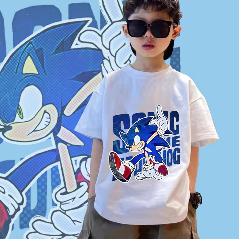 Sonic The Hedgehog T-Shirt Für Jungen – Schwarz-blaues Gamer-Shirt, 100% Baumwolle, In Kindergrößen 4-14 Jahre