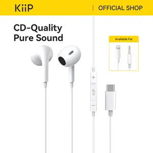KiiP Earphone Wired Headset Kabel Low Latency Earphone HD Call Port Type C / Lightning / Jack 3.5mm
