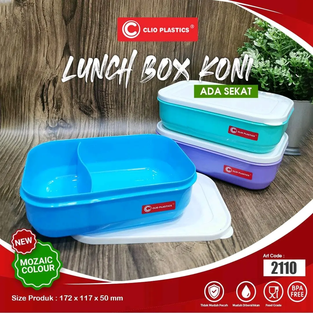 Lunch Box Koni Clio/ Tempat Makan/Kotak Makan Anak Plastik Souvenir Kitchenware