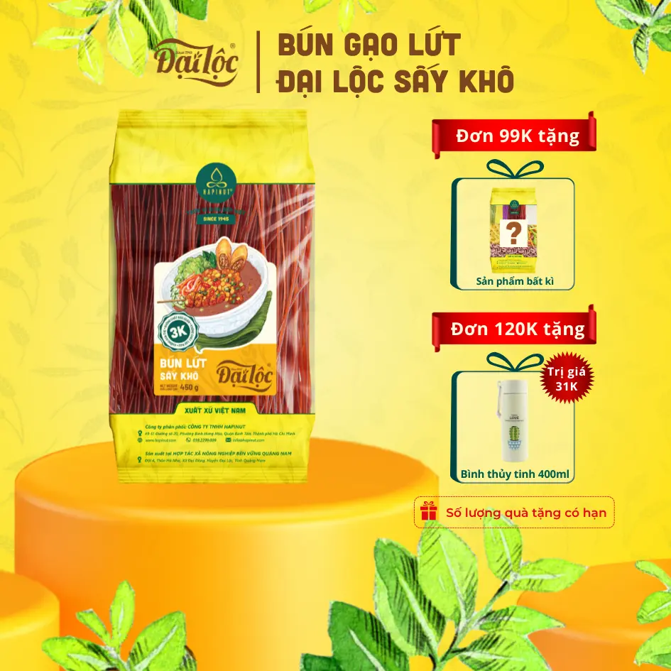 BÚN GẠO LỨT ĐẠI LỘC - GÓI TIỆN GIÁ TIẾT KIỆM - DAI, NGON, DINH DƯỠNG