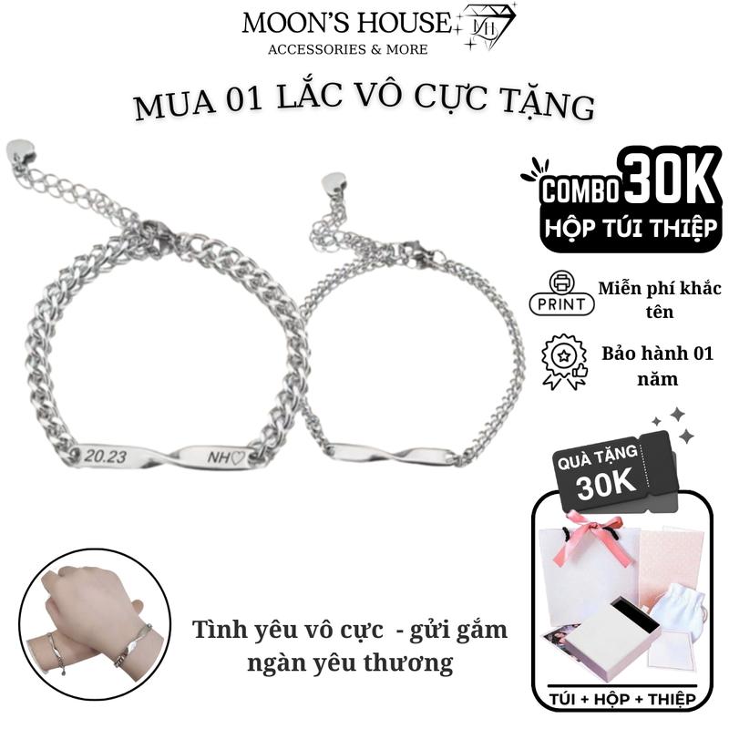  Lắc tay titan vô cực nam nữ không rỉ sét miễn phí khắc tên theo yêu cầu  tặng kèm hộp+túi+thiệp  