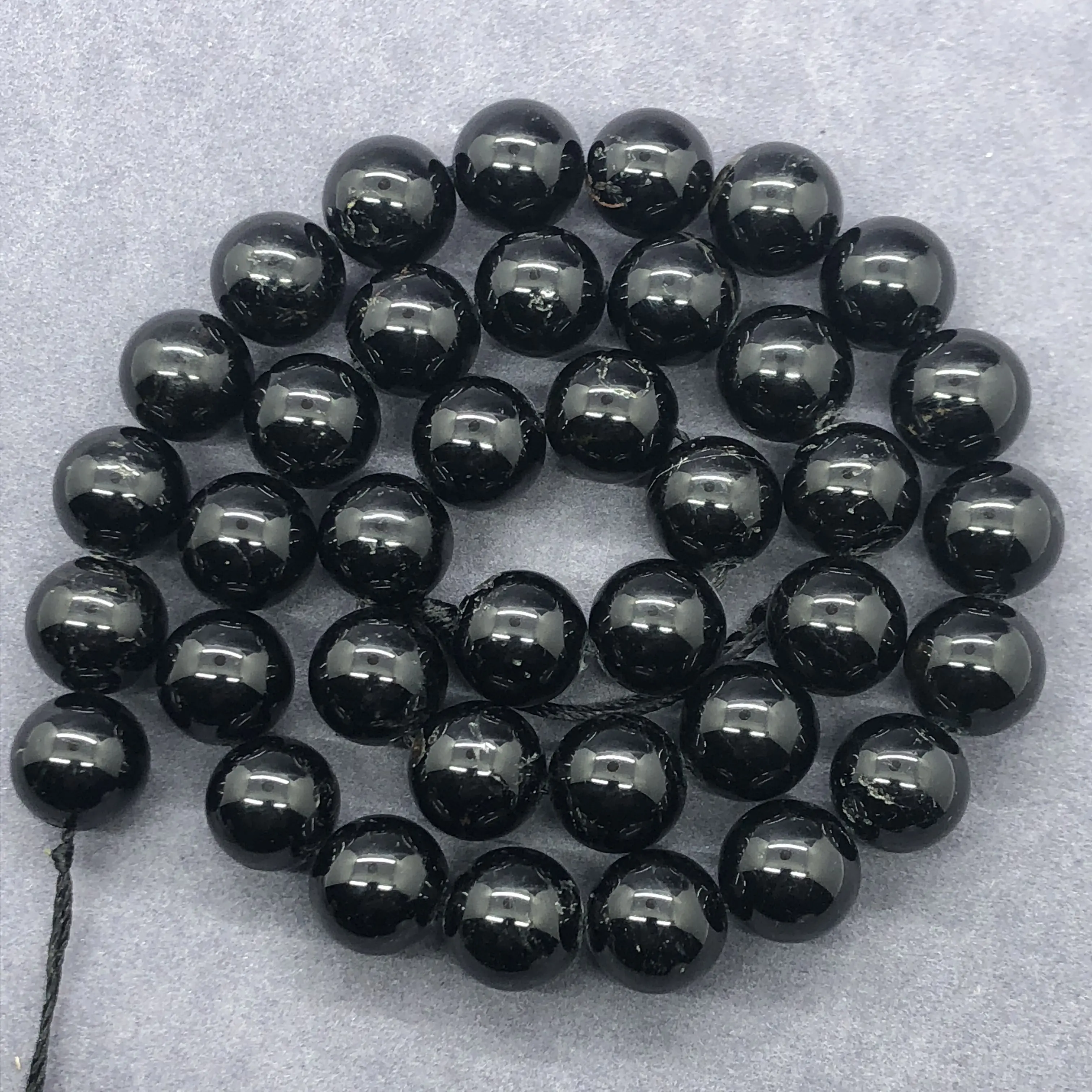 Hạt Jet Aphrizite, AA Black Tourmaline, Đá rời tự nhiên tròn, 4-12mm, Thích hợp để tự làm