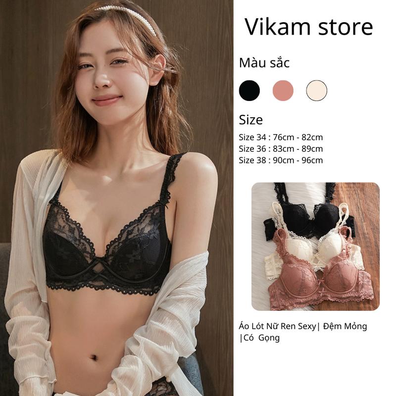Mã B64 Áo Lót Ren Nữ Có Gọng Áo Mút Mỏng Áo Ngực Nữ Chất Ren Mỏng Có Gọng Mút Đệm Tròn Gom Quả Chống Xệ Hạn Chế Ngấn Mỡ Lưng -- Vikam