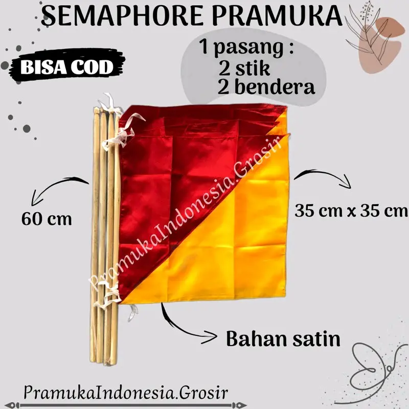 [1 PASANG] BENDERA SEMAPHORE / STIK SEMAPHORE / SEMAPHORE PRAMUKA / SEMAPOR PRAMUKA / BENDERA SEMAPOR